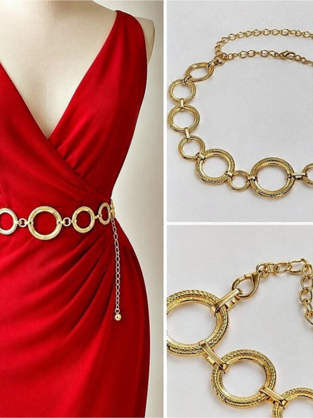 Lulus Upgraded Shine Gold Circle Chain Belt Gold
